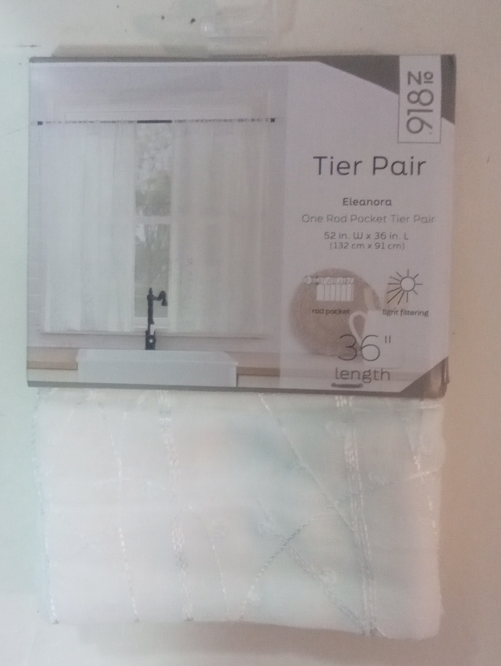 No 918 White Tier Pair Sheer Window Panels NWT $45 Embroidered